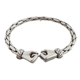 Grip Shape S925 Thick Silver Bracelet for Men and Women Fashion Trend Personalised Design and Textured Open Bracelet