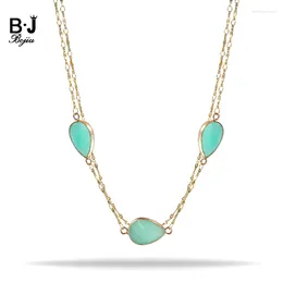 Pendant Necklaces Bojiu Women Jewellery Water Drop Double Layer Necklace Amazonite Stone Pear Boho NKS146