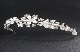 Bridal Wedding Crystal Rhinestone Hair Headband Crown Tiara Wedding Pearl Tiara Ivory White Jewelry Decorations for Hair JCI0685732043