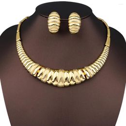 Necklace Earrings Set Gold Color Women's Wide Earring With African Characteristic Ethnic Style Design For Everyday Versatile Accessories