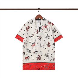 Summer men's T-shirt Designer print button up Cardigan Casual Loose version Polo Short sleeve Hawaiian lapel Top Fashion Men's Swim Shirt Series Beach shirt Size M-3XL #55