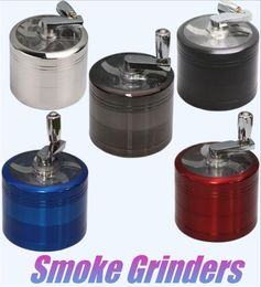 Herb Smoking Grinder 63mm50mm Fourlayer Zinc Alloy Multicolor Rocker Cigarette Grinder Handcranked Cigarettes Crusher Set8583191