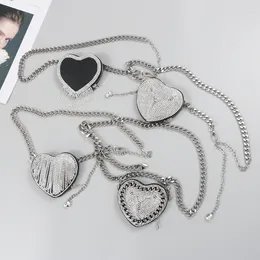 Waist Bags Ins Mini Rhinestone Tassel Heart Fanny Packs Women PU Leather Belt Chain With Coin Bag Female Cute Handbags For