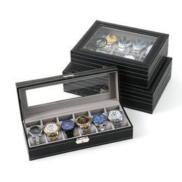 Watch Boxes 2345681012 Girds Cases Storage Boxes Watch Organiser Case PU Leather Watch Display Jewellery Box For Gifts 240412