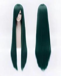 100cm 40 inch Dark green Long straight Cosplay wig costume party women synthetic hair Heat Resistant peruca73934456573701