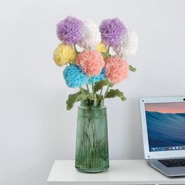 Decorative Flowers Artificial Chrysanthemum Flower Fashion Hand-Knitted Crochet Home Office Arrangement Table Decoration