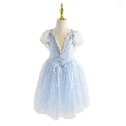 Stage Wear Blingbin Children Tutu Professional White Swan Lake Ballet Costume Dresses Performance Dancewear Velvet Top