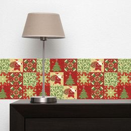 24pcs Christmas Tile Stickers Peel Murals Floor Wall Sticker Decals Backsplash DIY Kitchen Bathroom Drop Shipping