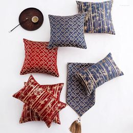 Pillow Luxurious Geometry Bamboo Chinese Red Blue Cover 45cm Wedding Home Decorative Sofa El Pillowcase