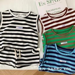 Clothing Sets Children's Stripe Set Summer Boys Korean Sports Tank Top Fashion Shorts Two Piece Clothes And Girls