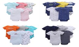 Baby Rompers Boys Girls 100 Cotton Short Sleeve Rompers 5pcslot Mixed Pattern Newborn Toddler Infant Clothes 2020 Summer8074202