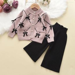 Clothing Sets Bear Leader Bow Baby Sweatshirt Pants 2pcs Set Children Knitting Outfit For 2-6Years Kids Tracksuit Winter Girls Clothes