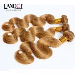 H Honey Blonde Brazilian Peruvian Malaysian Indian Russian Human Hair Weave Body Wave 3 4 5 Bundles Lot Color 27 Brazilian Hair E64778231