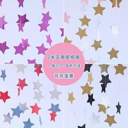 Party Decoration Christmas And Year Decorations Five-pointed Stars Paper Garland Window Ornaments Pendants Flags