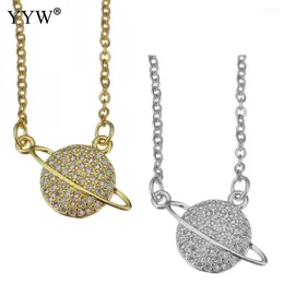 Pendant Necklaces Stainless Steel Round Hollow Crystal Gold Silver Colour Jewellery Necklace For Women Trendy Long Oval Chain