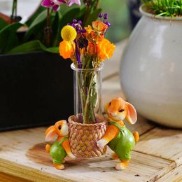 Vases Creative Cute Brother Glass Tube Vase Ornaments Outdoor Courtyard Balcony Flower Arrangement Container Garden Decoration