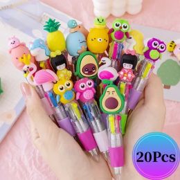 Pens 20Pcs/Lot Cartoon Ballpoint Pen Colored Pens to Write Kawaii Kawai Stationery Cute Pens for Girls 4 Color Pen Set Free Shipping