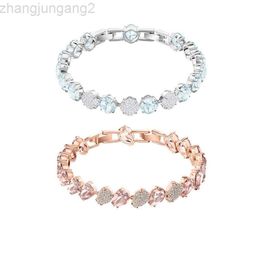 2024 Designer Swarovskis Jewelry Blue Pink Droplet Bracelet Female Element Crystal Moonlight Bracelet Female