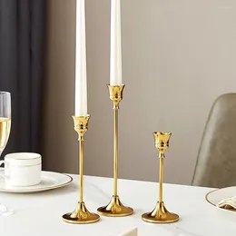 Candle Holders Iron Candlestick Ornament Golden Set Home Table Decoration Wedding Banquet Shooting Props