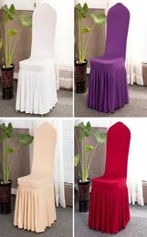 17 color Pleated Skirt ChairCover Party Decoration Wedding Banquet Chair Protector Slipcover Elastic Spandex Chairs Covers party 8061404