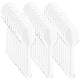 Disposable Flatware 200 Pcs Jar Party Plastic Spoons Ice Cream Scoop Stainless Steel Rose Teaspoon Cake Baby Pink