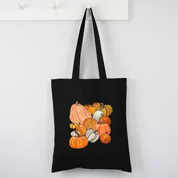 Shopping Bags Pumpkin Time Canvas Bag Cartoon Reusable Tote 2024 Halloween Party Cute Girls Gift