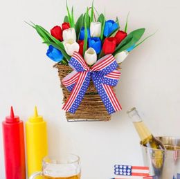 Decorative Flowers Independence Day Wreath Decorations Tulips Door Hanger Baskets Spring Simulations