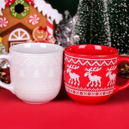 Mugs Ceramic Cup Couple Pair Mug Christmas Tree Breakfast Large Capacity Coffee Elk Tea Gift