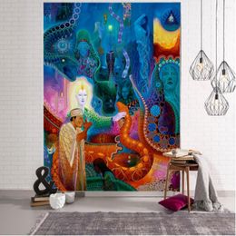 Tapestries Fantasy Background Decorative Tapestry Datura Bohemian Hippie Wall Home