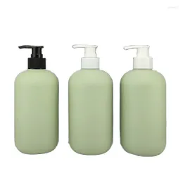 Storage Bottles 500ML HDPE Lotion Pump Bottle Green Frosted Round Body Care Hand Wash Liquid Shampoo Shower Gel Cosmetic Dispenser 10pcs