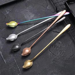 Spoons Creative Mango Spoon Stainless Steel Long Handle Mixing Coffee Ice Cream Dessert Fruit Salad Kitchen Tableware