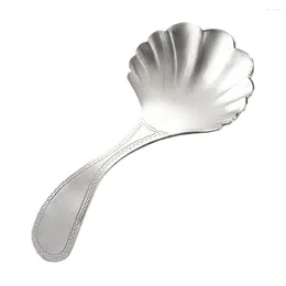 Spoons Stainless Steel Tea Spoon Metal Serving Shell Shape Scoop Practical Teaspoon Silver