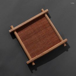 Table Mats Natural Bamboo Cup Mat Tea Square Placemats Retro Handmade Kitchen Coffee Ceremony Accessories