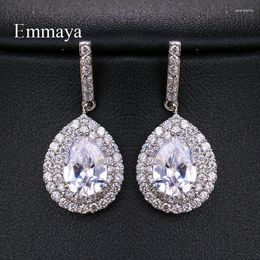 Stud Earrings Emmaya Female Luxury Crystal Zircon 3 Colours Wedding Jewellery Big White Teardrop For Women