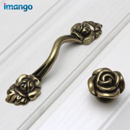 Wardrobe Drawer Handle and Knobs Kitchen Cabinet Door Pull Furniture Pen Classical Bronze Rose-shaped 8911 Model 96mm Pitch