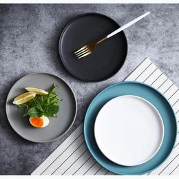 Plates Matte Charger Dinner Plate Porcelain Round Noodle Salad Vegetable Dishes Restaurant Hospitality Ceramic Kitchen Tableware