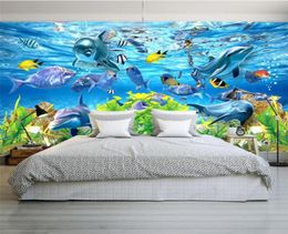 3D custom wallpaper underwater world marine fish mural room TV backdrop aquarium wallpaper mural77031722735163