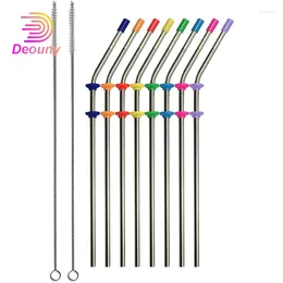 Drinking Straws DEOUNY Stainless Steel Metal 20/30ozTumbler Extra Long Reusable Ecofriendly 8PCS With Silencers Brushes