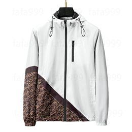 designer mens plus size thin jacket luxury autumn hooded cardigan zipper casual geometry patchwork color blazer white striped outwear coat 3XL XXXL