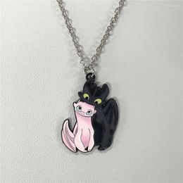 Pendant Necklaces JYYH Cute Cartoon Pink Black Dragon Anime Peripheral Necklace Night Fuy Metal Jewelry Small Gift