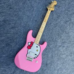 Guitar Famous Electric Sq Electric Guitar, Girl Pink Surface, Made of Professional Wood, Good Timbre, Free Delivery to Home.