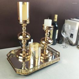 Candle Holders Retro Romantic Holder Dinner Metal Creative Simple Large Golden European Style Bougeoir Home Decor BC50ZT