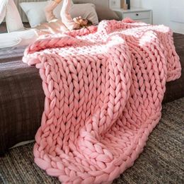 Blankets Wool Chunky Knitted Blanket Winter Warm Thick Yarn Bulky Knitting Handmade Large Big Sofa Bed Weighted