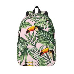 Backpack Exotic Tropical Jungle Palm Monstera Leaves With Toucan School Student Female Large Capacity Laptop