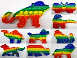 cartoon animal shaped Toys bubble pers Rainbow puzzle board silicone anti stress relief toy push ball funny cartoon animal shapes H31SJEB1924401