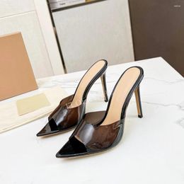 Slippers 2024 Black Stiletto Pointed Toe Arrival Women Thin High Heel Comfortable Party Solid Dress Shoes For