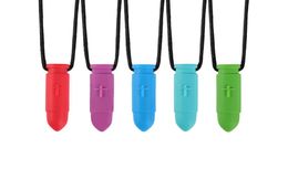 Cross Bullet Pendant Necklace Silicone Chewable Teethers Bite Chewing Necklace for Boys Girls Chew Tools Autism ADHD6931466