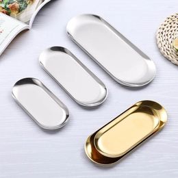 Plates Nordic Ins Jewellery Storage Plate Dessert Cake Barbecue Golden Towel Outdoor Stainless Steel Oval Tray