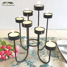 Candle Holders Metal Candlestick 6/8/9-arms Holder Stand Iron Black Pillar For Wedding Home Decoration Candelabra GZT056