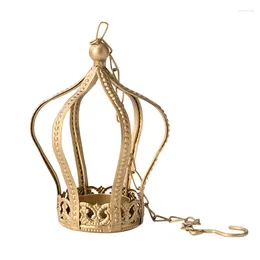 Candle Holders Small Retro Crown Style Hanging Holder Metal Gold